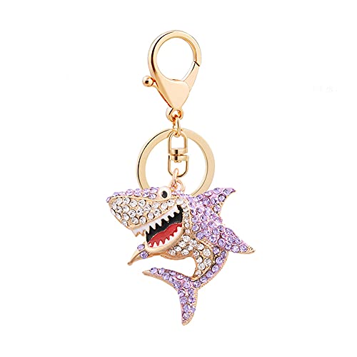 MAFELOE Porte-clés pour sac, voiture, sac à main, clé, décoration, bijoux de mode ornement pour femmes et filles - Requin violet Cover