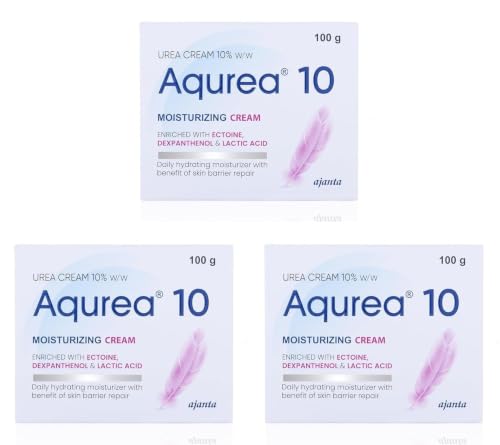 Image of AQUREA Cream 10% Urea 100g (Pack of 3, Total 300g) | Deep Moisturising & Exfoliating Cream for Dry, Rough & Thickened Skin | Triple Action Hydration & Barrier Repair