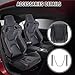 2PCS Universal Automotive Racing Seats with PVC Leather Reclinable Racing Bucket Seats with Dual Sliders