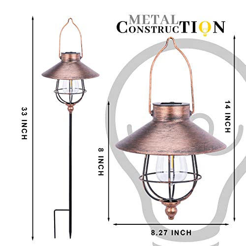 2 Pack Solar Pathway Lights Outdoor Waterproof Solar Hanging Lanterns With Shepherd Hook For Garden Backyard Landscape Lighting #TOP1