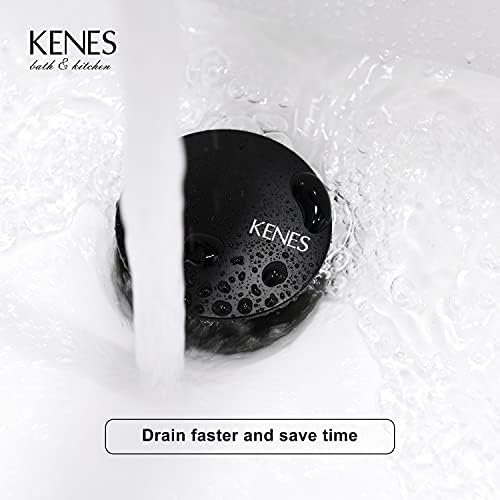 KENES Pop Up Sink Plug, Matte Black Basin Sink Waste Modern Pop Up Click Clack Sprung Plug Slotted with Overflow