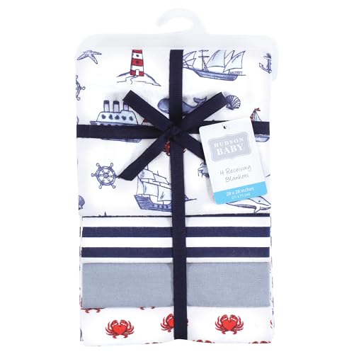 Image of Hudson Baby Unisex Baby Cotton Flannel Receiving Blankets, Lighthouse, One Size