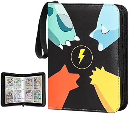 Card Binder for Pokemon Card, PM TCG Cards and Game Cards, 400 Pockets Collector Hard Organizer with 50 Premium 4-Pocket Sleeves Page Album (Green)