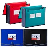 FANWU 4 Pack Plastic Expanding File Wallet Document Organizer with Elastic Cord & Button Closure, Le