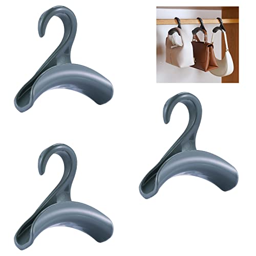 UFURMATE Gancho para colgar monedero, 3 piezas de plástico duradero para armario, colgador de bolso, organizador de bolsa de almacenamiento, soporte para monederos, bolsos (gris) Cover