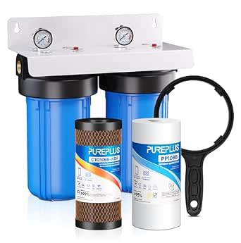 PUREPLUS 2-Stage Whole House Water Filter, PP Sediment & KDF Carbon Block