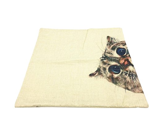 Your Smile Cat Cotton Linen Square Decorative Throw Pillow Case Cushion Cover 18X18 Inch(45Cm*45Cm) (Color#0) #TOP2