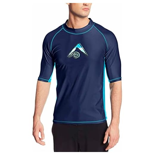 Kanu Surf Men's Standard UPF 50+ Short Sleeve Sun Protective Rashguard Swim Shirt, Mercury Navy, Large