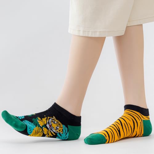 Image of 2 Pairs Funny Cartoon Animal Print Cotton Ankle Socks for Women Teens