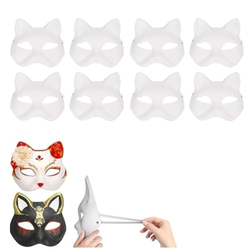 10pcs Gato Thean Face Tampa Papel Diy Pintado à Mão Em Branco Gato Tampa Meio Rosto Com Pêlo e Malha