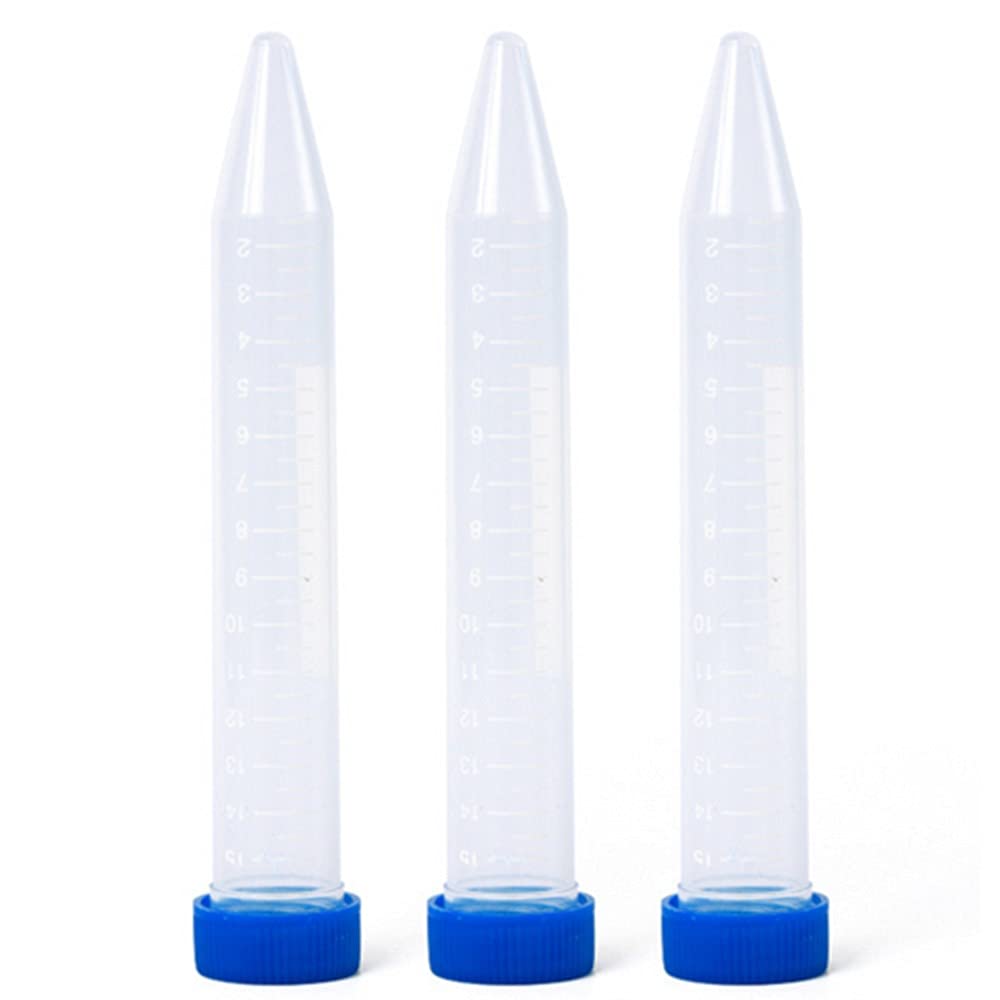 100 tubi da centrifuga in plastica, 15 ml, tappo a vite blu, fondo conico, segni graduati