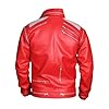 Bluefinch Fashions Men's Red Retro Style Leather Costume Jacket | Vintage Zip-Up Party Outerwear (UK, Alpha, XL, Regular, Regular, Red) #3