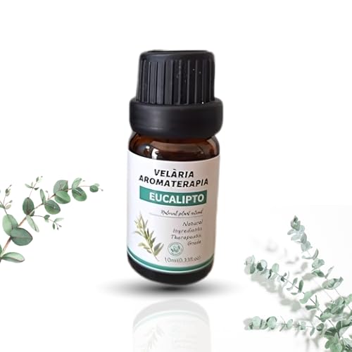 Velària Aceite Esencial de Eucalipto 100% Natural Orgánico y Puro. Aromaterapia, Humidificador Grado Terapéutico, Frasco con Goteo 10ml
