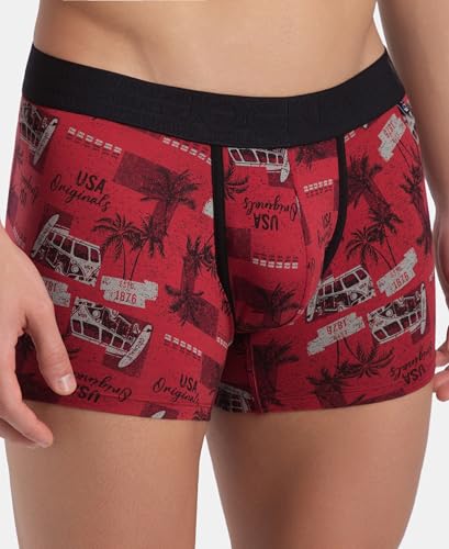 Image of Jockey US63 Men Super Combed Cotton Elastane Stretch Printed Trunk with Ultrasoft Waistband (Prints May Vary)