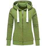 Piuwrlz Women Slim Fit Hooded Zipper Sweatshirts Solid Long Sleeve Hoodies Pullover Tops Preppy Teens Jacket Coats womens fall sweatshirt Green S
