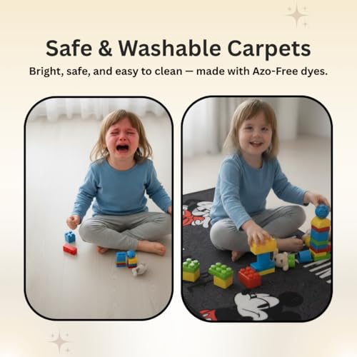 Image of Athom Living Mickey & Minnie Mouse Runner Carpet 2x4.5 Ft, Soft Printed Mat with Anti-Skid Backing, Durable Washable Runner for Kids Bedroom, Play Area & Playroom Decor