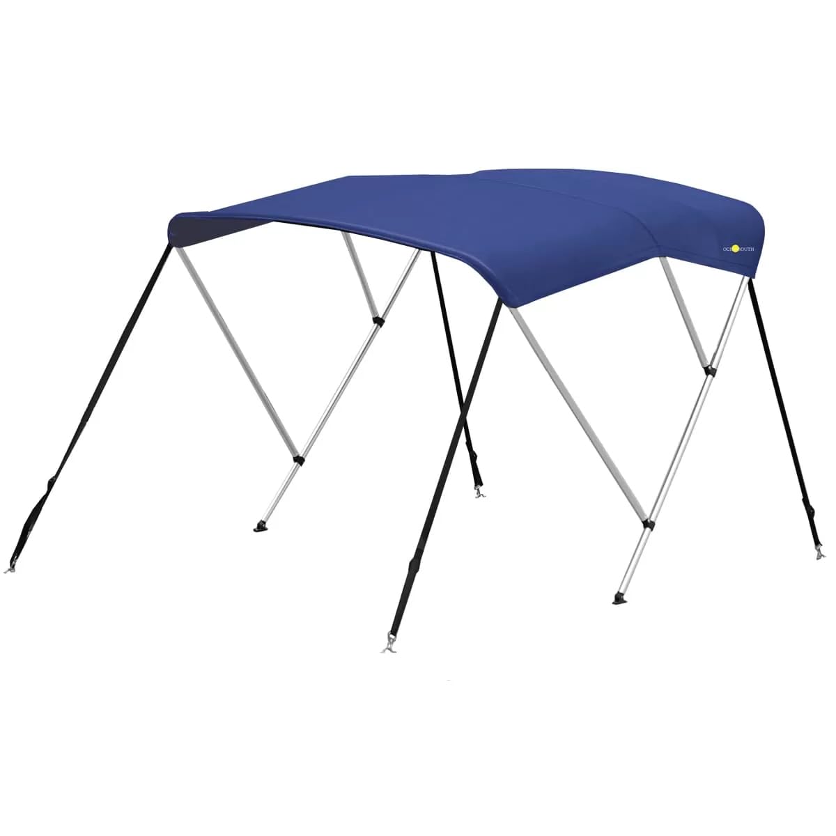 Oceansouth Bimini Top a 3 archi con stivale integrato (blu pacifico, larghezza 1,7 m – 1,9 m) telaio archi parasole barca copertura impermeabile stivale cinghia di stoccaggio grande grande grande
