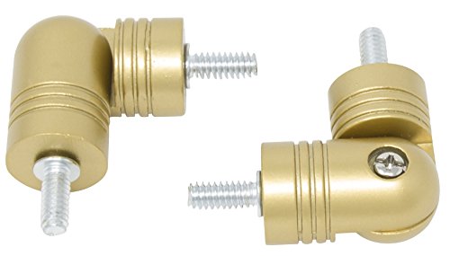 MERIVILLE Hinged Elbow Connector - Designed for Bay Window Curtain Rods or Corner Drapery Rods up to 1-inch Diameter, Royal Gold, 2 Pcs