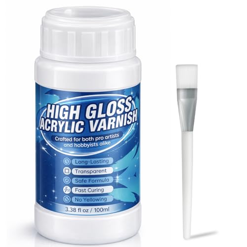 Acrylic Varnish Gloss Varnish for Acrylic Painting Non-Yellowing Resists Cracking Clear Acrylic Paint Sealer for Canvas Wood DIY Art Suitable for Artists Hobby Painters 100ml
