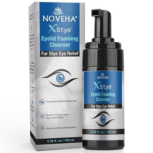 NOVEHA XStye Nettoyant moussant pour paupières – Soulagement rapide des yeux – Formule à l'huile d'arbre à thé – Nettoyant quotidien pour paupières et cils pour les yeux orgelets, les cils et la