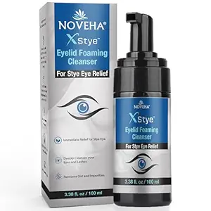 NOVEHA XStye Eyelid Foaming Cleanser - Fast Stye Eye Relief - Formula With Tea Tree Oil - Daily Eyelid and Eyelash Wash For Stye Eyes, Eyelash, & Skin Dryness (3.38 fl oz) - 100mL