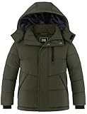 ZSHOW Boys' Windproof Winter Jacket Fleece Lined Padded Puffer Coatt(Army Green,10/12)