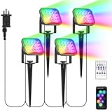 NATPOW Garden Lights Mains Powered, RGB Low Voltage Landscape Spotlights 12V...