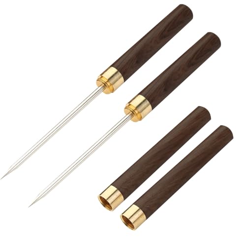 2Pcs Stainless Steel Ice Pick, Ice Breaking Tool with Non-Slip Wooden Handle Ice Picks for Kitchen Bars Bartender