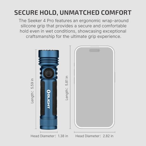 Image of OLIGHT Seeker 4 Pro Rechargeable Flashlights, 4600 Lumens High Powerful Bright Light with USB C Holster, Waterproof IPX8 for Emergencies, Camping, Searching (Midnight Blue Cool White)