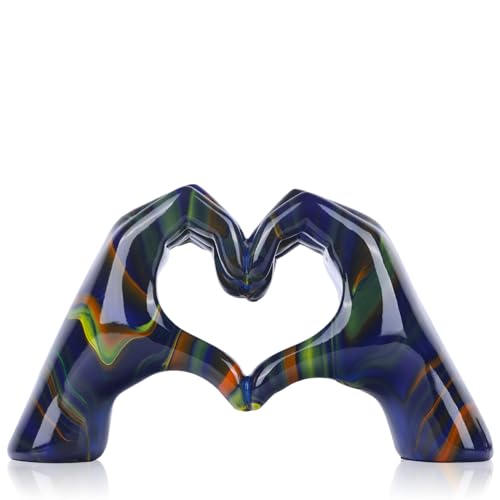 DOVDOV Colourful Heart Hand Statue, Heart Shaped Hand Home Decor, Love Fingers for Living Room Bedroom Entrance Dining Table Centerpiece Flat TV Cabinet Bookshelf Small Decoration.