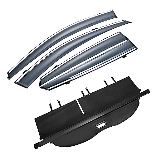 Vesul Fit For Highlander 2014-2019 Tape On Window Wind Deflector Chrome Trim Rain Guard Vent Visor Shield Cover Sun Vent Shade Retractable Cargo Cover Security Shade Shield Privacy Screen #TOP13