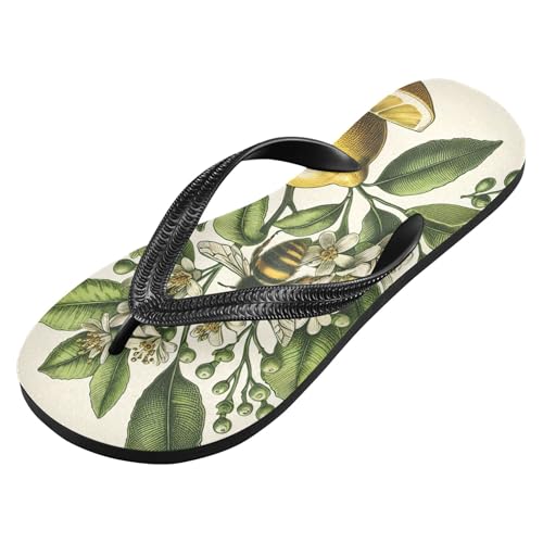 Burbuja Lemon Leaves Flip Flops for Women Men, Soft Thong Sandals Rubber Slippers for Pool Beach Essentials2