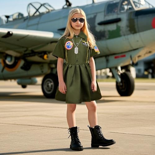 Disfraz de piloto militar para niñas talla M (7-8 años) miniatura 2