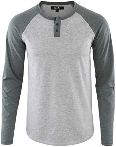EstepobaMen's Casual Vintage Short/Long Raglan Sleeve Active Sports Baseball Henley Jersey Shirts