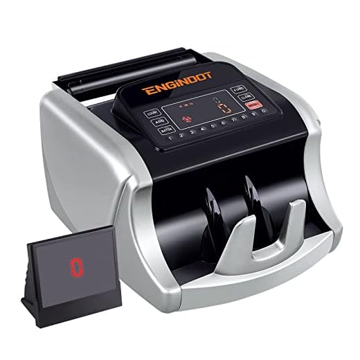 ENGiNDOT Bill Counter with UV/MG/IR/DBL/HLF/CHN/DD Image Counterfeit Detection, Large LED Display for Bill Counter with Abundant Accessories,Portable Handle- No Count Amounts (Silver)