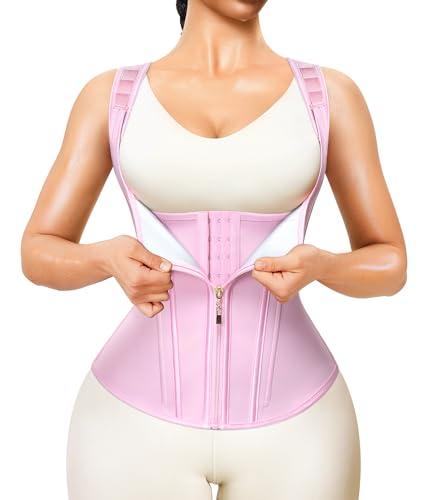 Junlan Waist Trainer for Women - Sauna Suit Sweat Vest for Working Out(Pink,Medium)