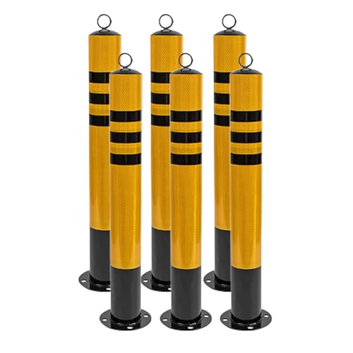 Bolardo de Seguridad Amarillo de acero reflectante para parking