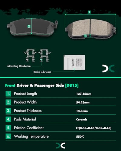 Image of SCITOO D815 D1288 8PCS Front and Rear Ceramic Brake Pad Sets | Fit 2007-2009 For Nissan For For Altima 2.5L,2007-2009 For For Altima 3.5L,2007-2012 For For Sentra 2.5L