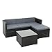 ESTEXO Rattan Lounge Sitzgruppe Polyrattan Gartenmöbel Set Couch 3-Sitzer Rattanmöbel Sofa Set Essgruppe Gartenset Balkon-Set (Schwarz)