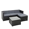 Estexo Rotan lounge zitgroep, polyrotan tuinmeubelset, 3-zitsbank, zithoek, eethoek, tuinset, balkonset (beige-bruin)