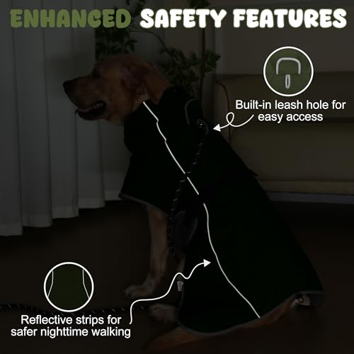 HezzLuv Wasserdicht Hundejacke, Reflektierend Winddicht Hundemantel, Warme Wintermantel mit Weichem Fleecefutter für Kleine bis Große Hunde Haustier Outdoor Camping und Wandern bei Kaltes Wetter