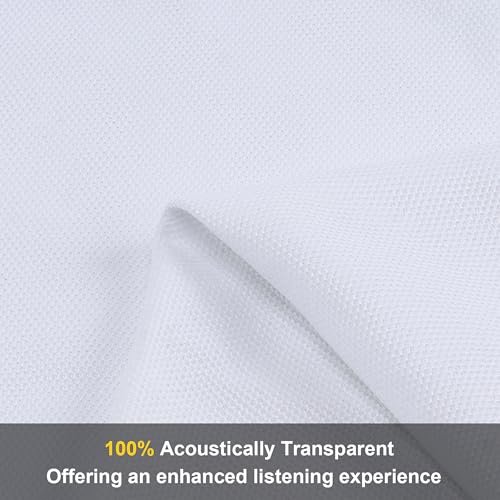 FINDUFA 96" x 54" Speaker Grill Cloth, Stereo Grill Mesh Fabric Dustproof Replacement for Custom Cabinets Speaker Cloth Restoration Home Audio Decor Subwoofer Covers White