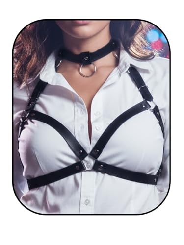 Maeaccx Leather Chest Harness Belt, Black Punk Fashion Accessories, Adjustable Night Club Wear for Women