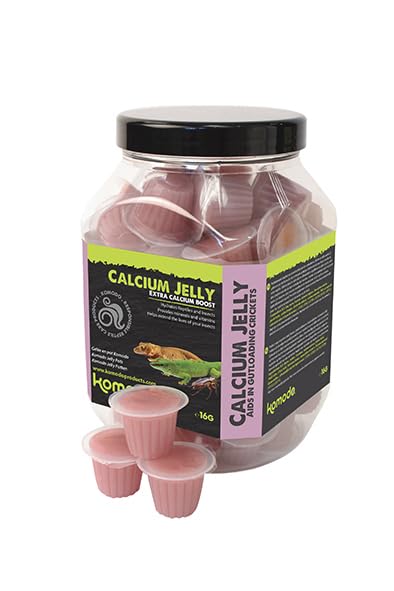 Komodo Jelly Pots Calcium Jar for All Types of Feeder Insects and Nectar & Fruit Eating Reptiles Nutrient Rich Insect Feed Vitamin Boost Natural Safe Healthy Treat