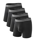 DAVID ARCHY Men's Underwear Boxer Briefs 4 Pack Ultra Soft Breathable Moisture-Wicking Viscose with Fly Pouch Tagless No Roll Black