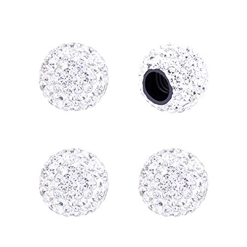 Valve Stem Caps, 4 Pack Handmade Rhinestone Tire Valve Caps Crystal Universal Tire Caps for Car Wheels - Silver by choolo - Used condition - US$6.20