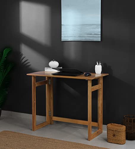 Image of Dawn Riser Solid Wood Folding Study Table Laptop, Computer, Pc, Writing Foldable Desk for Home & Office Space Saving, Easy to Store, Sleek Design Dawnriser Natural Finish, Acacia Wood, DIY Model