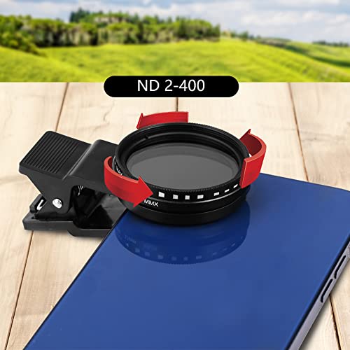 Image of 37mm Clip-on ND 2-400 Cellphone Camera Lens Adjustable Density Filter with Phone Clip for iPhone for Samsung Android Smartphones