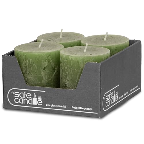 DecoLite Stumpenkerzen Rustic 4er Set 80x70 mm | Selbstverlöschend...