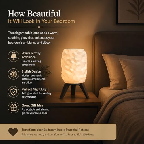 Image of Action Pro Table Lamp with Tripod Stand, Warm Light, Modern Bedside Lamp for Home & Bedroom (Design-1)